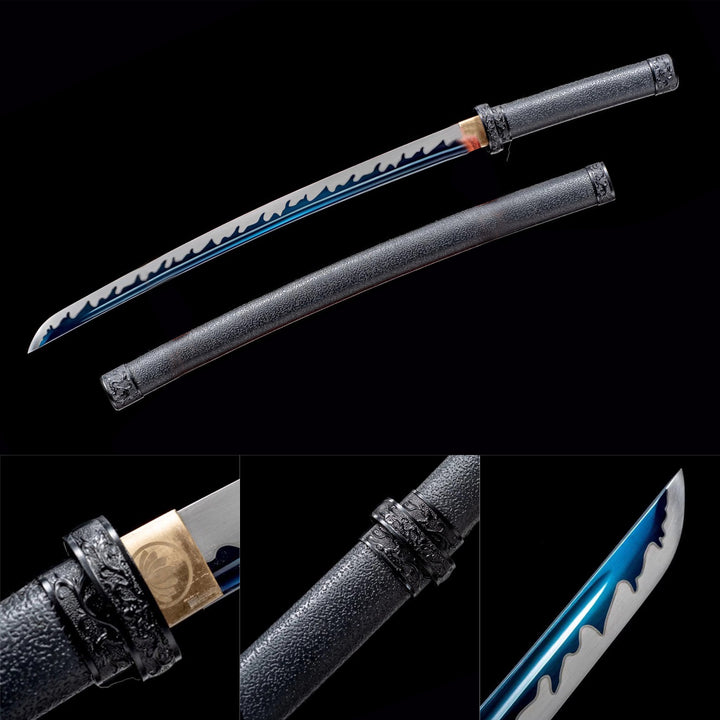Wakizashi Black Leather Scabbard