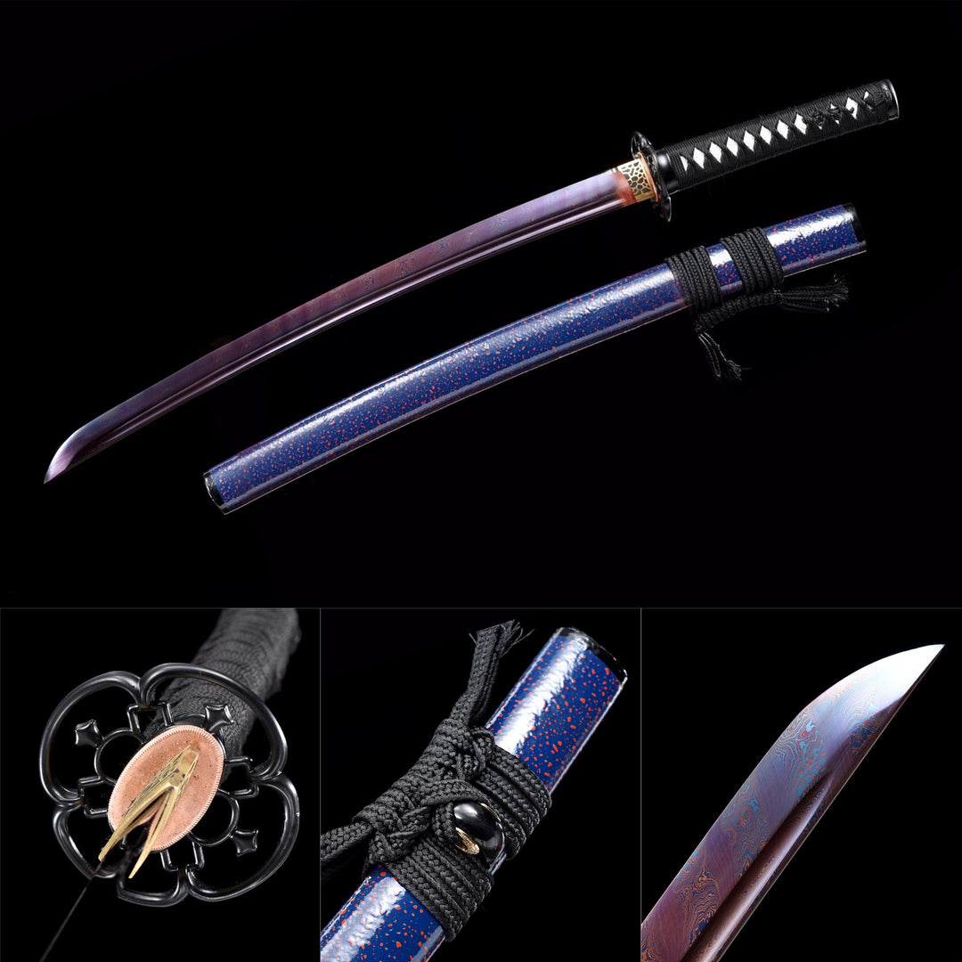 Color Treated Wakizashi Blue