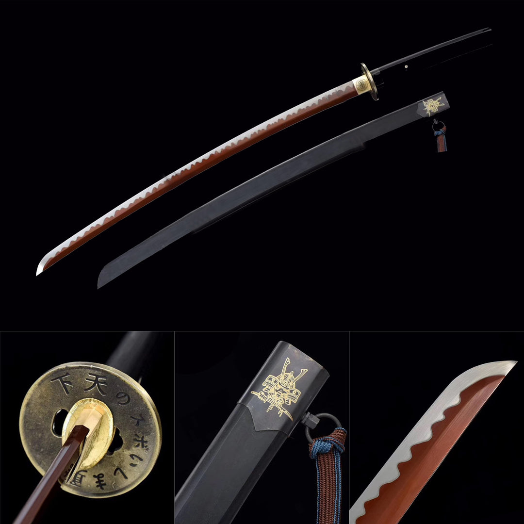 Manganese Color Treated Characters Tsuba Katana
