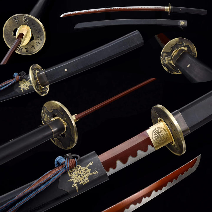 Manganese Color Treated Characters Tsuba Katana