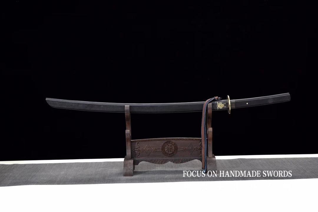 Manganese Color Treated Characters Tsuba Katana