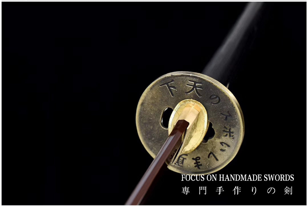 Manganese Color Treated Characters Tsuba Katana