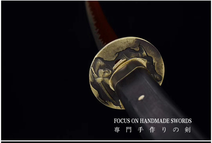 Manganese Color Treated Characters Tsuba Katana