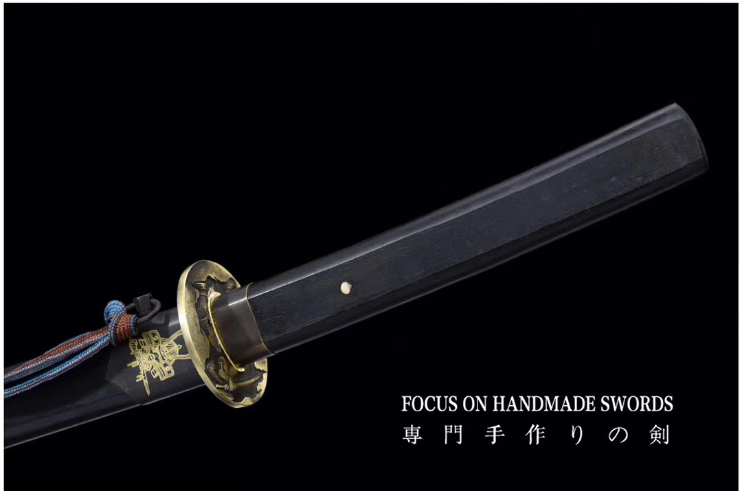 Manganese Color Treated Characters Tsuba Katana