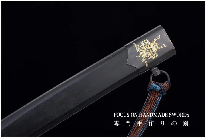 Manganese Color Treated Characters Tsuba Katana