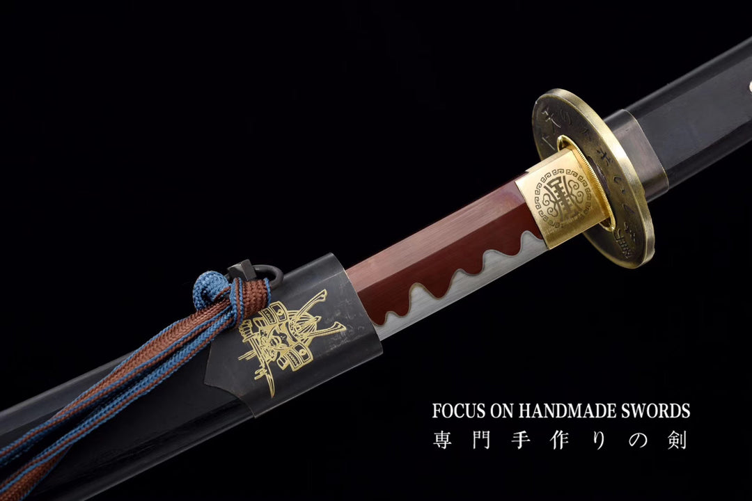 Manganese Color Treated Characters Tsuba Katana