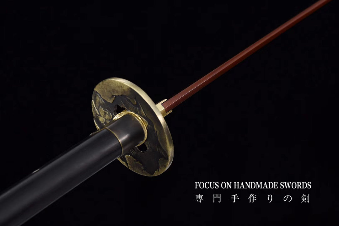 Manganese Color Treated Characters Tsuba Katana