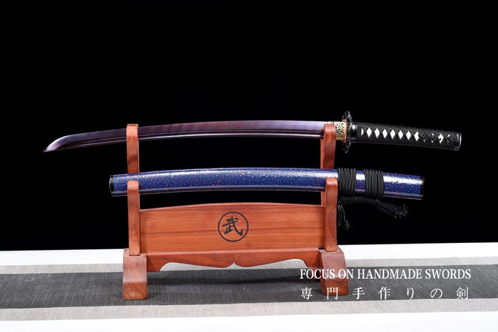 Color Treated Wakizashi Blue
