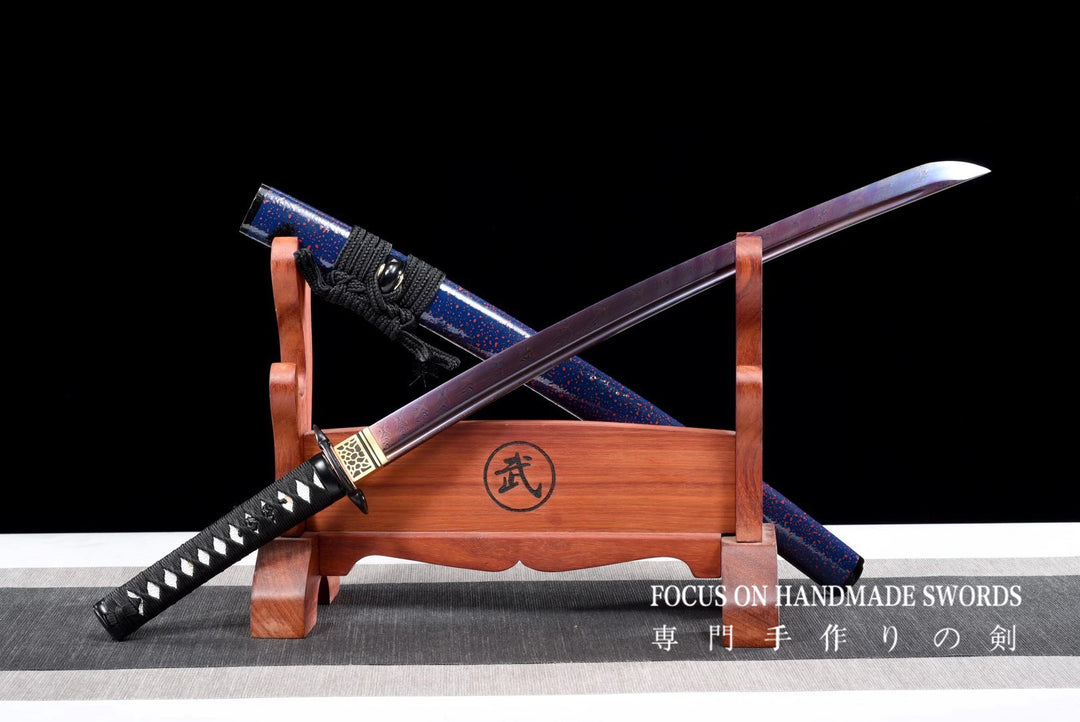 Color Treated Wakizashi Blue