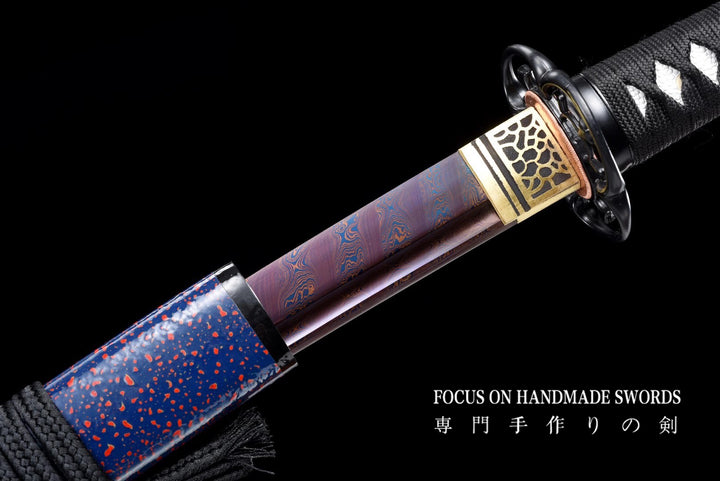 Color Treated Wakizashi Blue