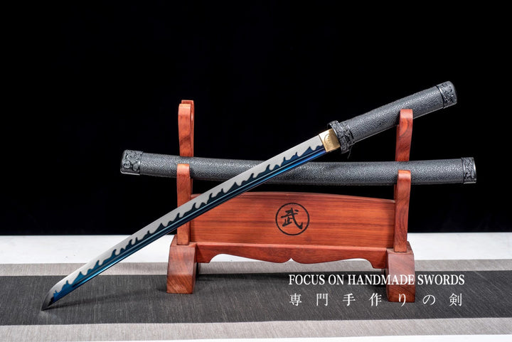 Wakizashi Black Leather Scabbard