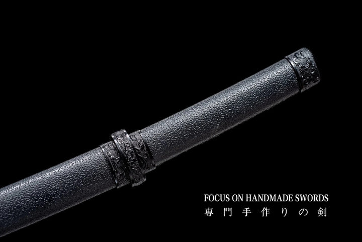 Wakizashi Black Leather Scabbard