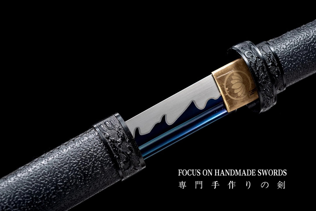 Wakizashi Black Leather Scabbard